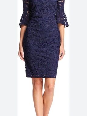 Laundry By Shelli Segal Navy Lace Pencil Skirt